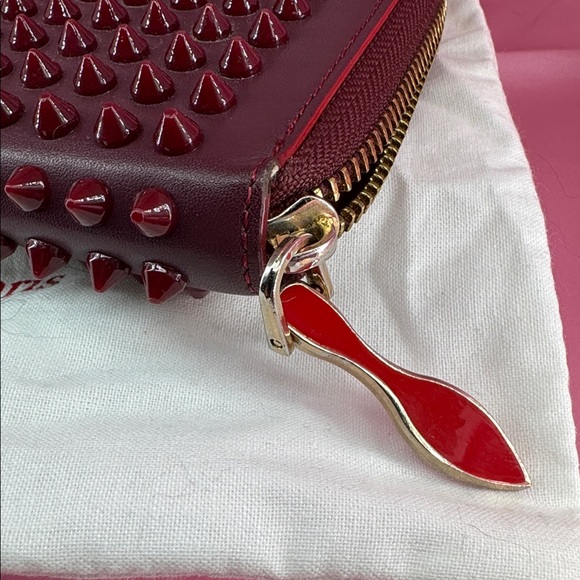 Christian Louboutin Panettone Studded Burgundy Wallet - Picture 13 of 15